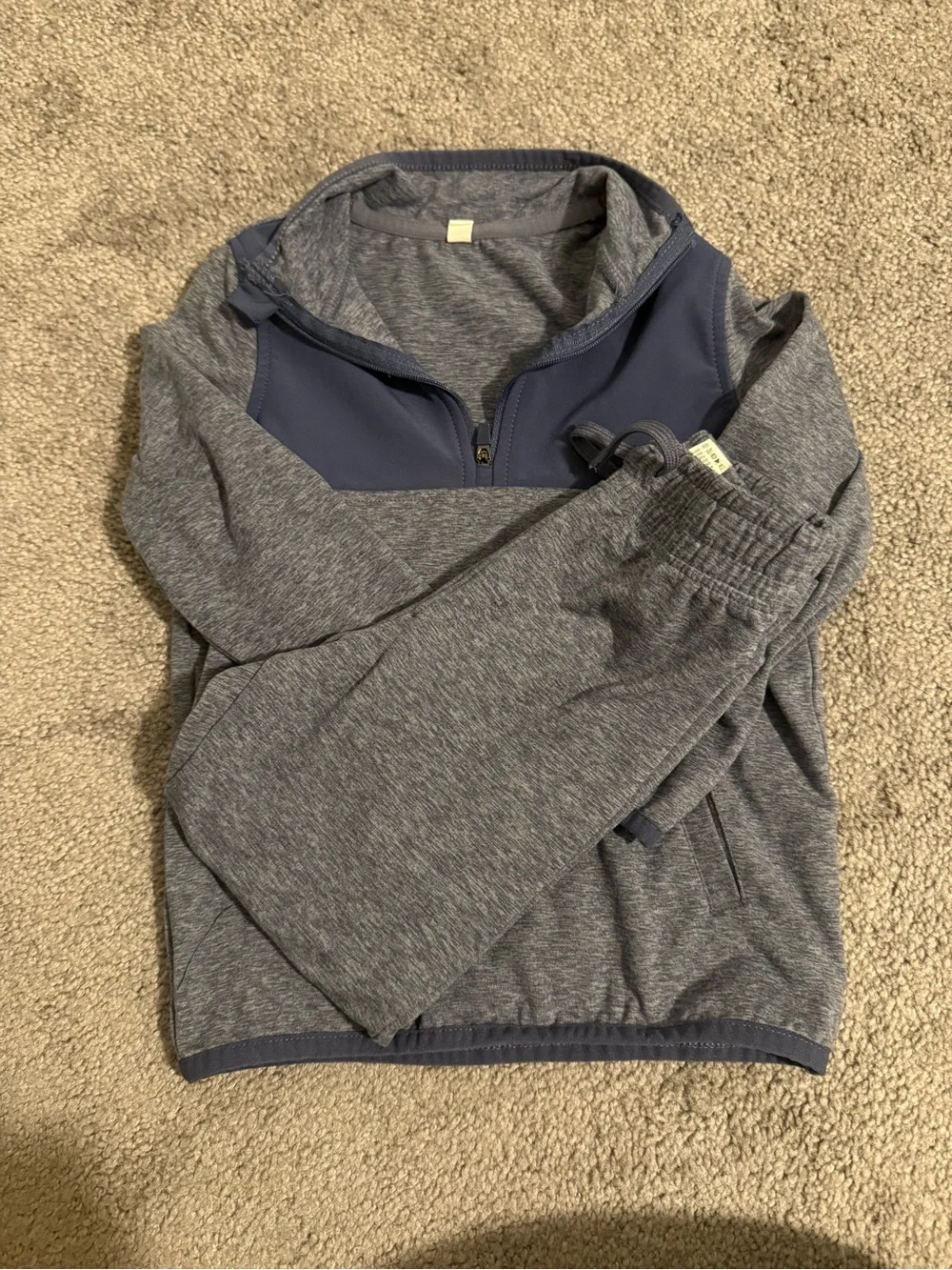 90 Degree By Reflex Grey and Navy Kids Zip-Up Matching Set